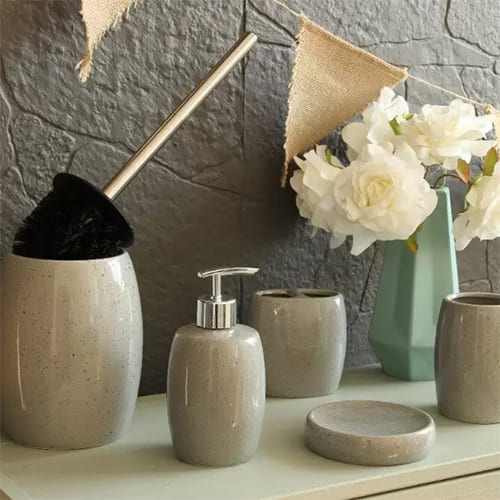 Дозатор для жидкого мыла Delphinium коллекция "Серый Гранит", керамика