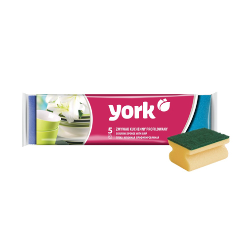 Губка для посуды 5шт YORK профил. 8х6х4,3 см, 1/45