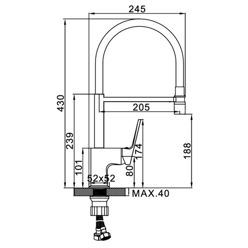 Смеситель для кухни с гибким изливом и магнитным держателем Ledeme L4092D-12 оружейная сталь