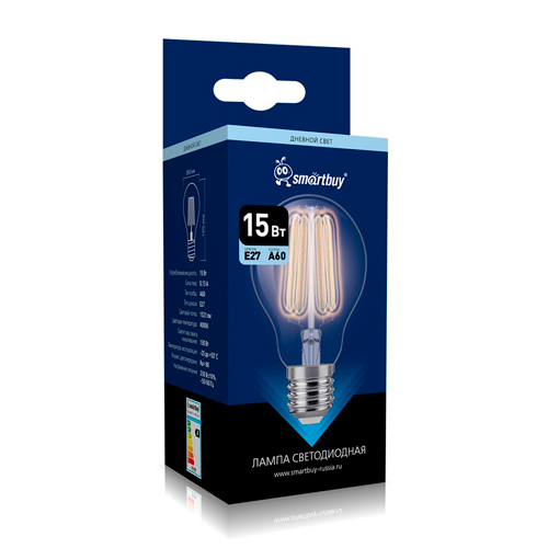 Светодиодная (LED) Лампа FIL Smartbuy-A60-15Вт/4000К/E27 (SBL-A60F-15-40K-E27)