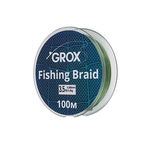Плетенный шнур для рыбалки леска плетенка GROX 4X 0,30х100м 31,2кг, 1/500