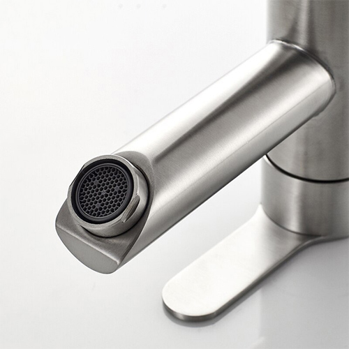 Смеситель для умывальника нержавеющая сталь высокий картридж 35мм однорычажный короткий излив Ledeme L71103