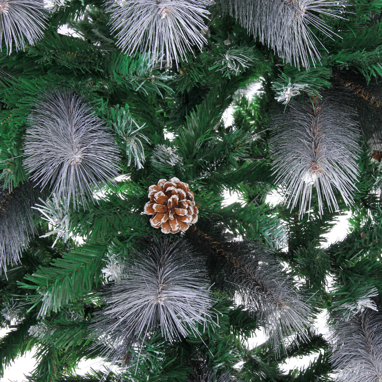 Ёлка "Богемия" 210 см, ПВХ+Леска, шишки, белое напыление (960 веток)