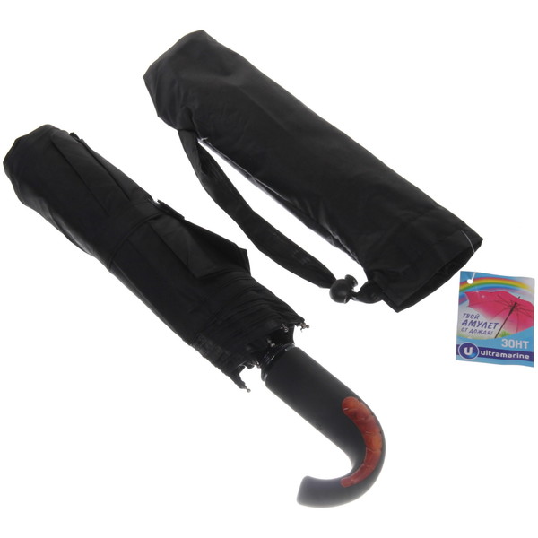 Зонт мужской полуавтомат "Ультрамарин - Томас", цвет черный, ручка крючок, d98см