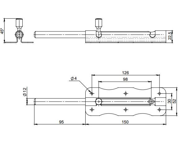 Засов Симеко ЗЩ 063 медь 150 мм (50)