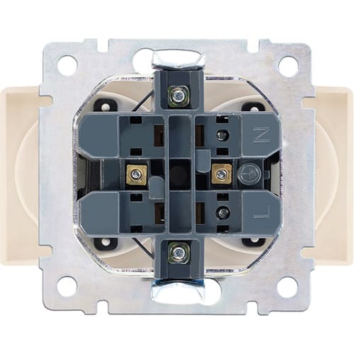 Розетка двойная без заземления бежевая "Нептун" (SBE-05i-10-S2-N)