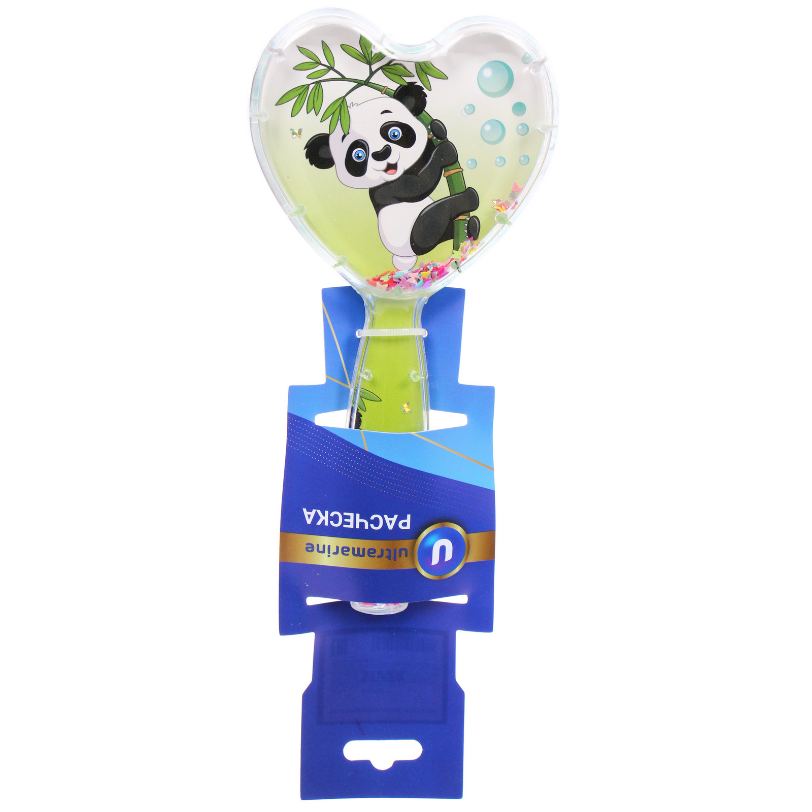 Расческа массажная детская "ФРАТТИ БУМ", панда Дэф, форма сердце, 17,5*8см (блистер Ультрамарин)