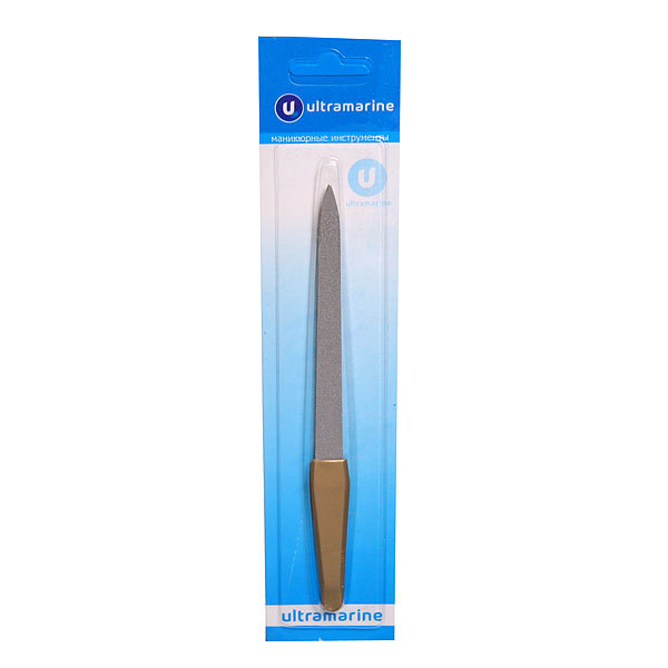 Пилка для ногтей металлическая на блистере "Ultramarine", цвет ручки золото, цвет пилки серебро,16,5см