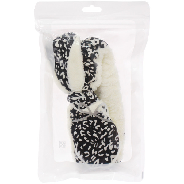 Повязка на голову косметическая "ДАЙМОНД РУШ", леопард, цвет бежевый, черный и коричневый, 20*5.5см (ZIP пакет)