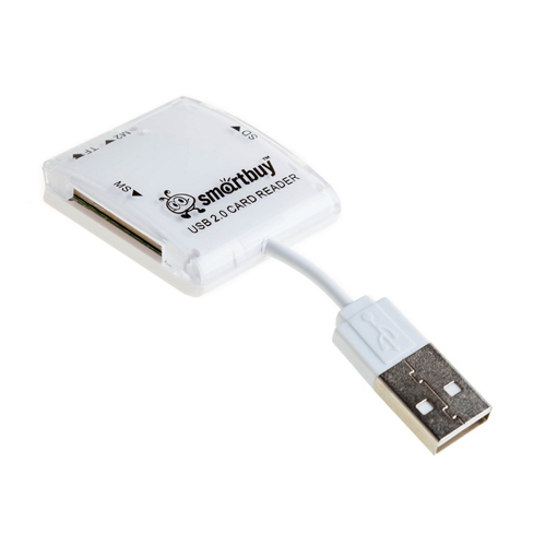 Картридер Smartbuy 713, USB 2.0 - SD/microSD/MS/M2, белый (SBR-713-W)