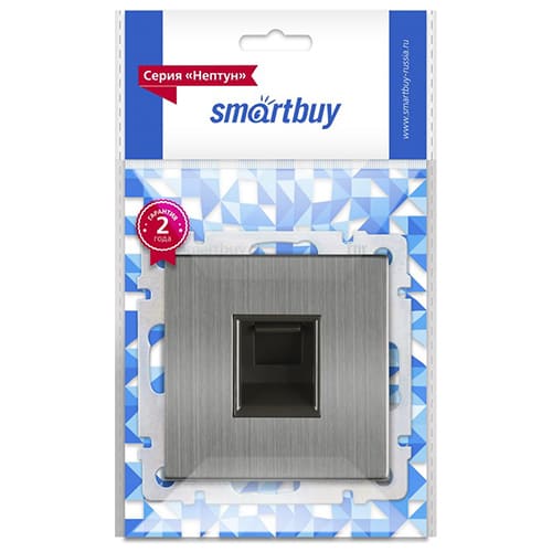 Розетка телефонная RJ-11 серый никель "Нептун" (SBE-05gn-S1-PH)