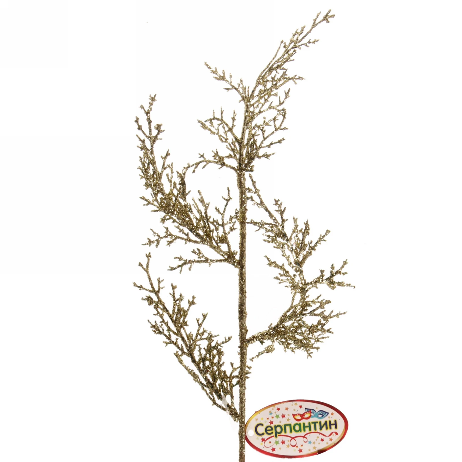 Ветка хвойная "Морозный иней" 50 см, Золото