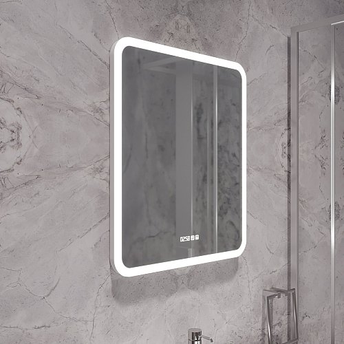 Зеркало MIXLINE, Стив-3, 600*700, ШВ сенсорный выключатель, часы + подогрев