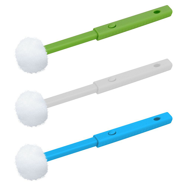 Щетка для мытья банок с телеск.ручкой. Длина щетки 23-30 см. 3цв. 