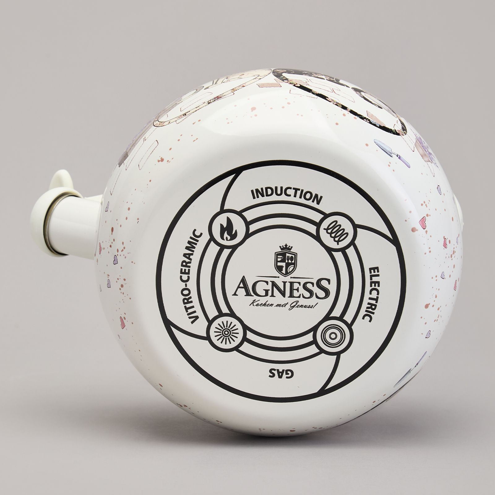 ЧАЙНИК AGNESS ЭМАЛИРОВАННЫЙ СО СВИСТКОМ СЕРИЯ, LAVANDER CATS,  2, 2 Л