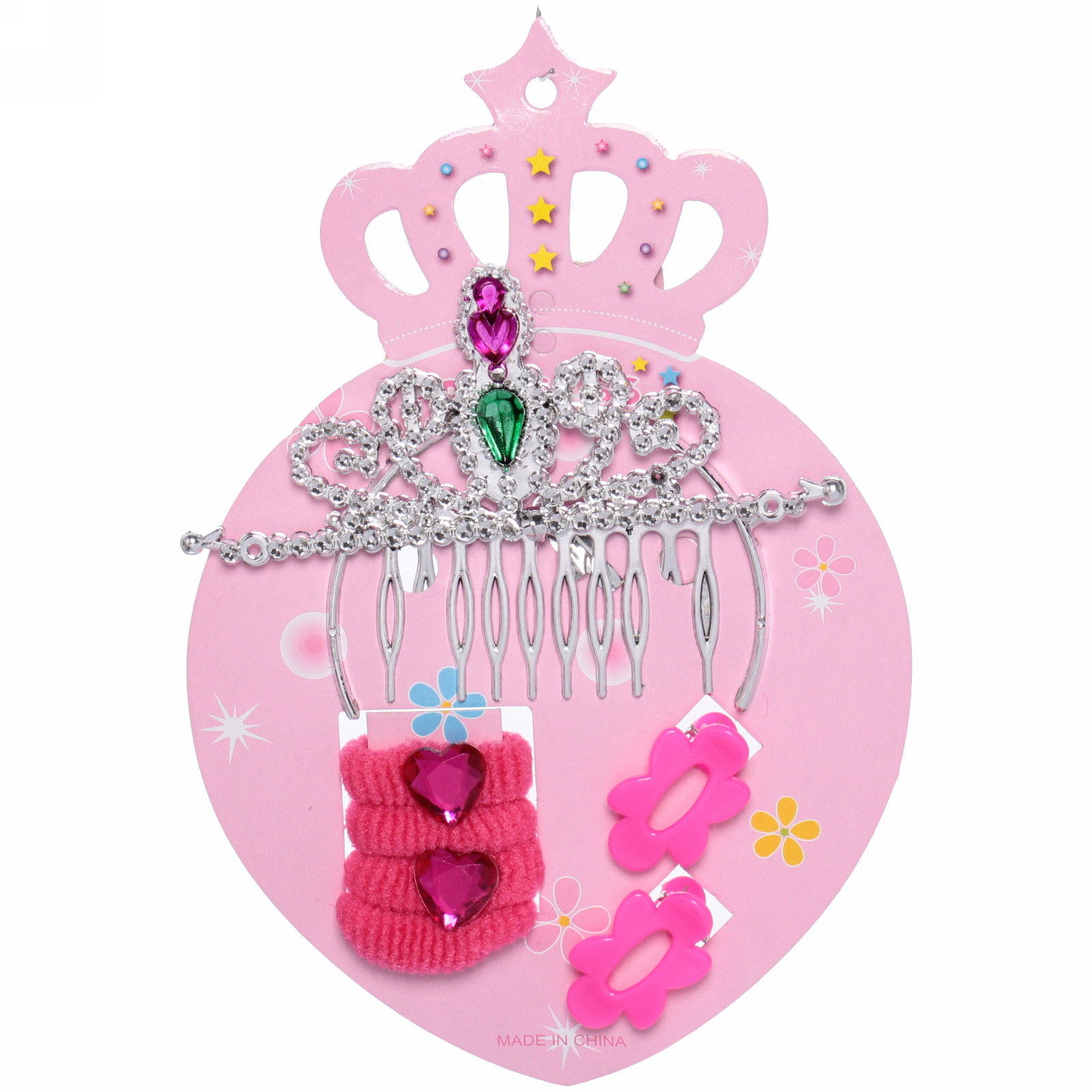 Набор аксессуаров для волос детский "New year's fashion- Принцесса", микс 3 цвета (диадема, 4 резинки, 2 заколки), 12*17 см