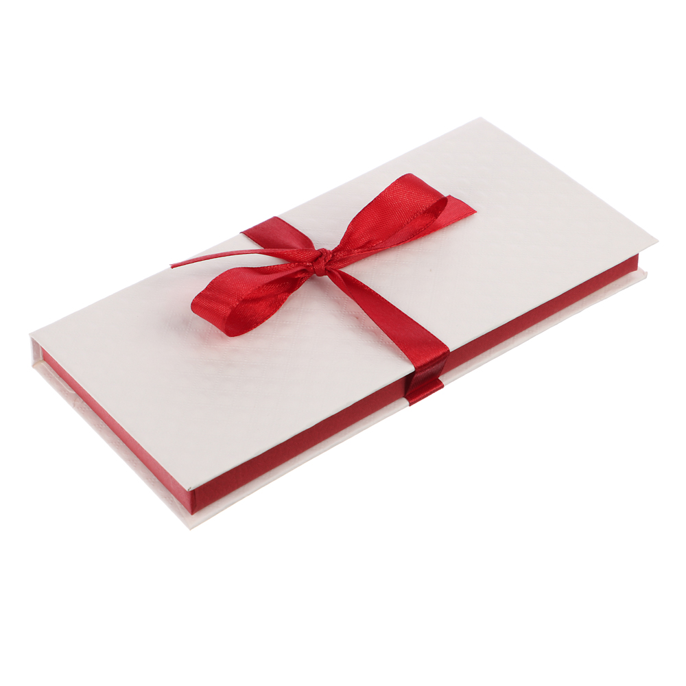 Подарочная коробка ДЛЯ ДЕНЕГ с бантом, 172х83х16мм, белый-бордовый