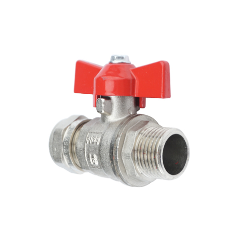 Кран шар.для мет.пл.тр. 16 х1/2 нар. бабочка под обжим