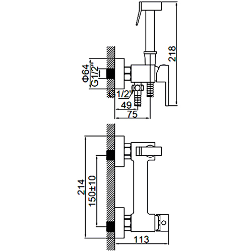 яяяДуш гигиенический со смесителем, сатин L5398A-7 LEDEME (2/10)