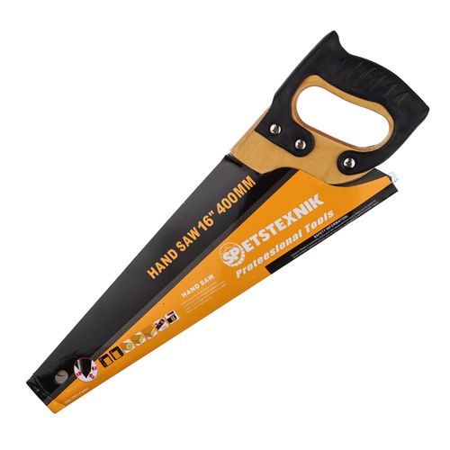 Ножовка по дереву 400мм, крупный зуб 5 TPI, деревянная обрезиненная ручка, 1/48