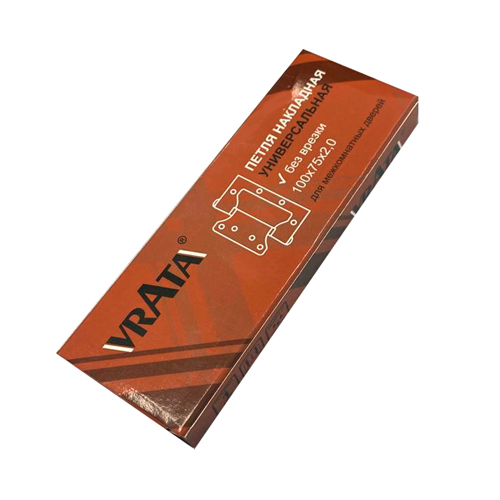 Петля накладная Vrata 100х75х2,0 без врезки, б/к, белый матовый