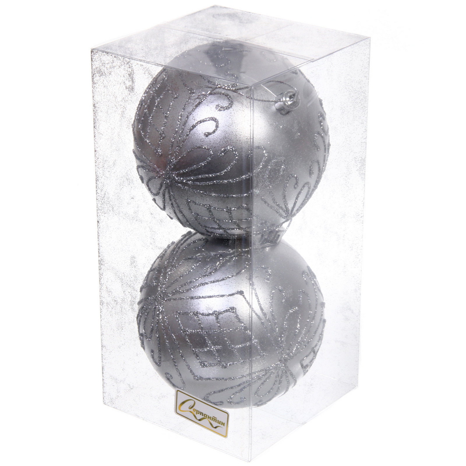 Новогодние шары 10 см (набор 2 шт) "Загадочная мечта", серебро