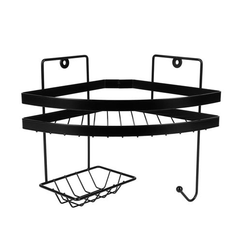 Полка для ванной 1-но ярусная угловая Rosenberg, черный матовый (1/5)