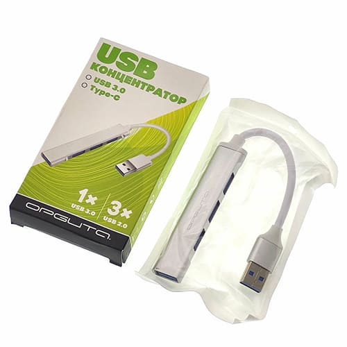 Концентратор USB 2.0 Орбита OT-PCR17 (4*USB), серебро
