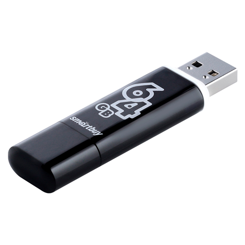 Флешка, USB накопитель, 64Gb Smartbuy Glossy series, цвета в ассорт. , SB64GBGS-K, 1/5