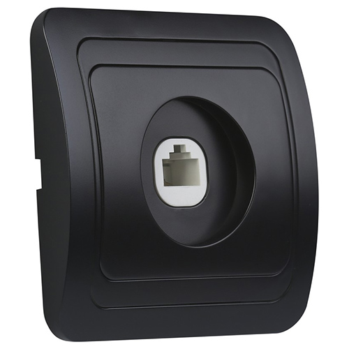 Розетка компьютерная RJ-45 1-местная черная "Марс" (SBE-02b-S1-RJ)