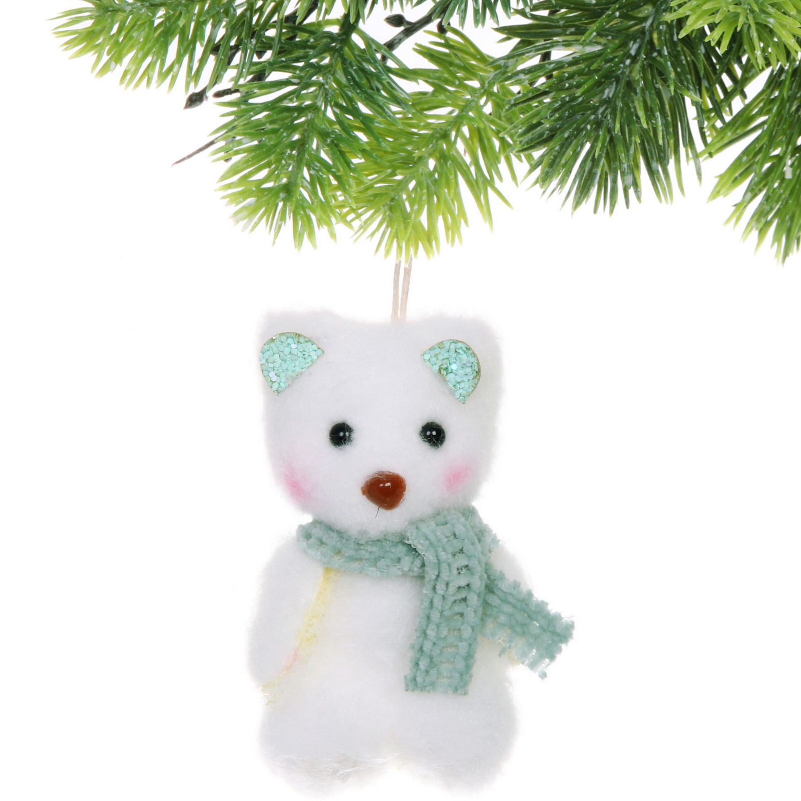 Подвеска "Медвежонок в шарфике" 8 см, Зеленый