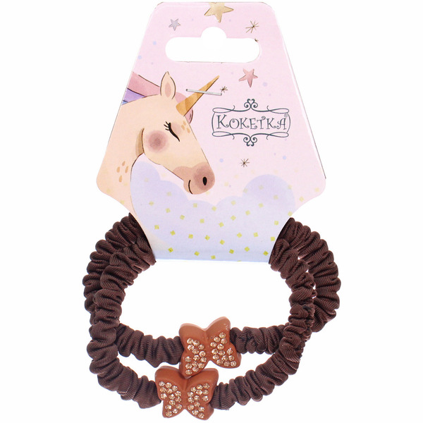 Резинки для волос 2шт "КИРА", бабочки, микс 5 цветов, d-5см (подвес Единорог)