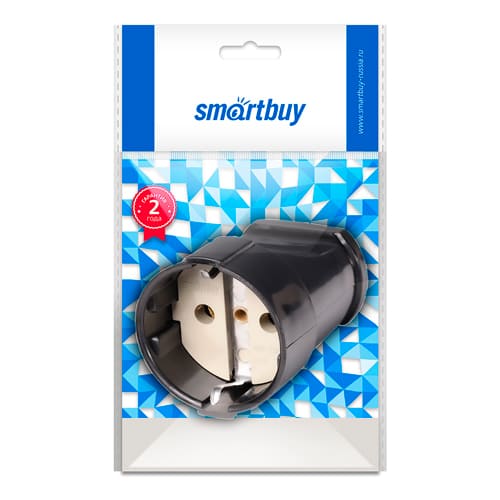 Штепсельное гнездо Smartbuy, с заземлением черное 16А 250В (SBE-16-S01-bz)
