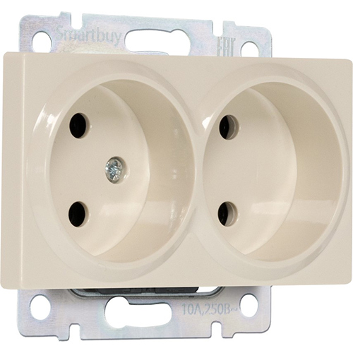 Розетка двойная без заземления бежевая "Нептун" (SBE-05i-10-S2-N)