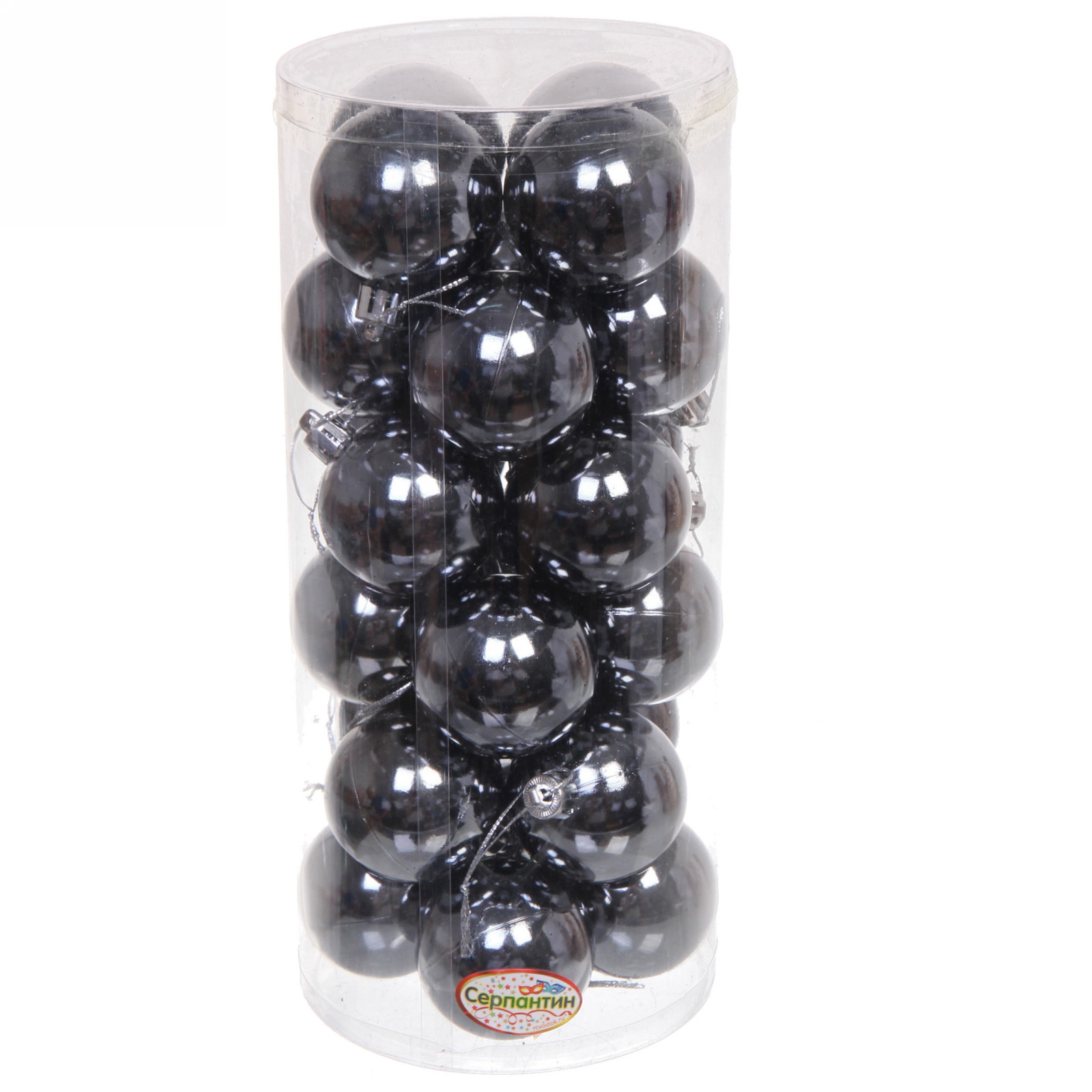 Новогодние шары 5 см (набор 24 шт) "Глянец", графит