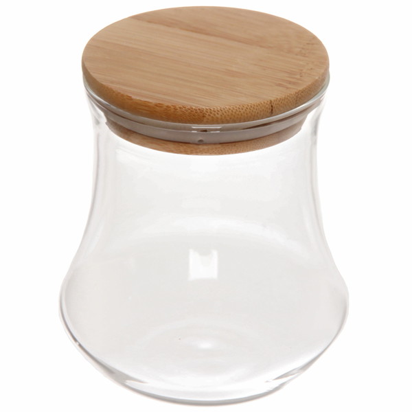 Банка для продуктов стеклянная 500мл "Хай-Тек" с бамбуковой крышкой, груша
