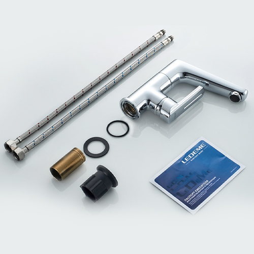 Смеситель для умывальника с гайкой картридж 35мм однорычажный короткий излив Ledeme L1066