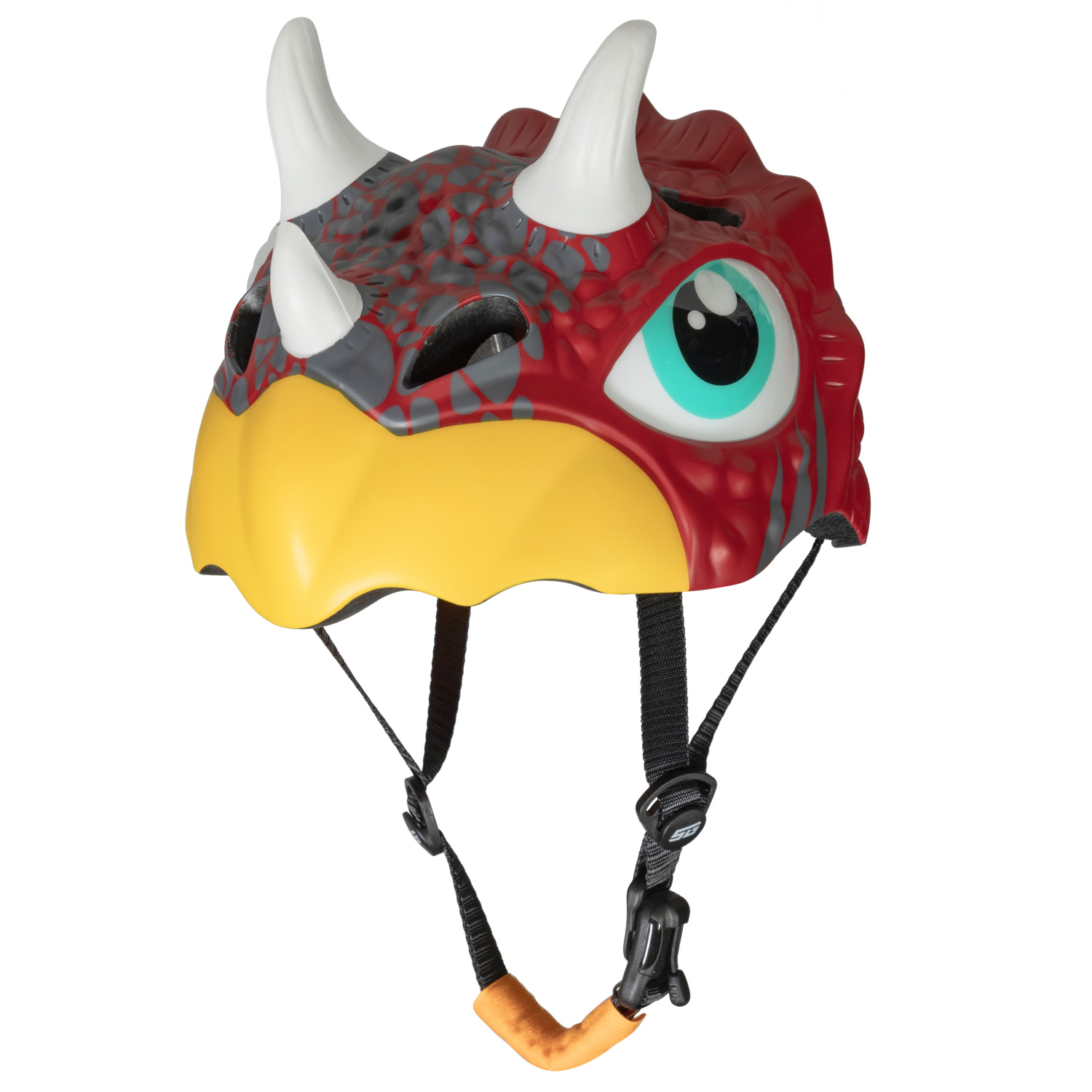 Шлем детский STG Triceraptors, обхват 49-55 см, красный с желтым