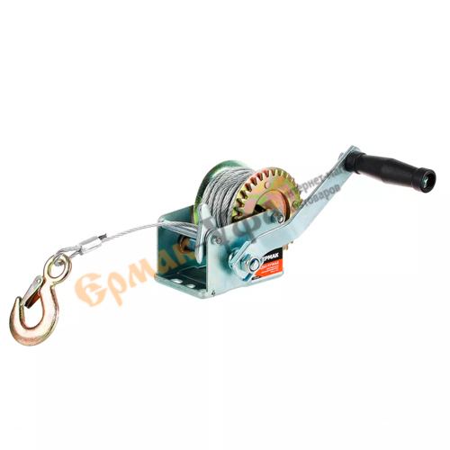 Лебедка ручная шестеренчатая (металлический трос) 450кг, 10м FALCO (1/6)