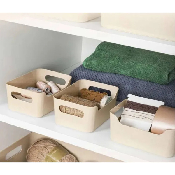 Контейнеры перфорированные в наборе 3шт "ЭКСПЕРТХАУС", цвет светло - бежевый, 21*14,6*11,3см