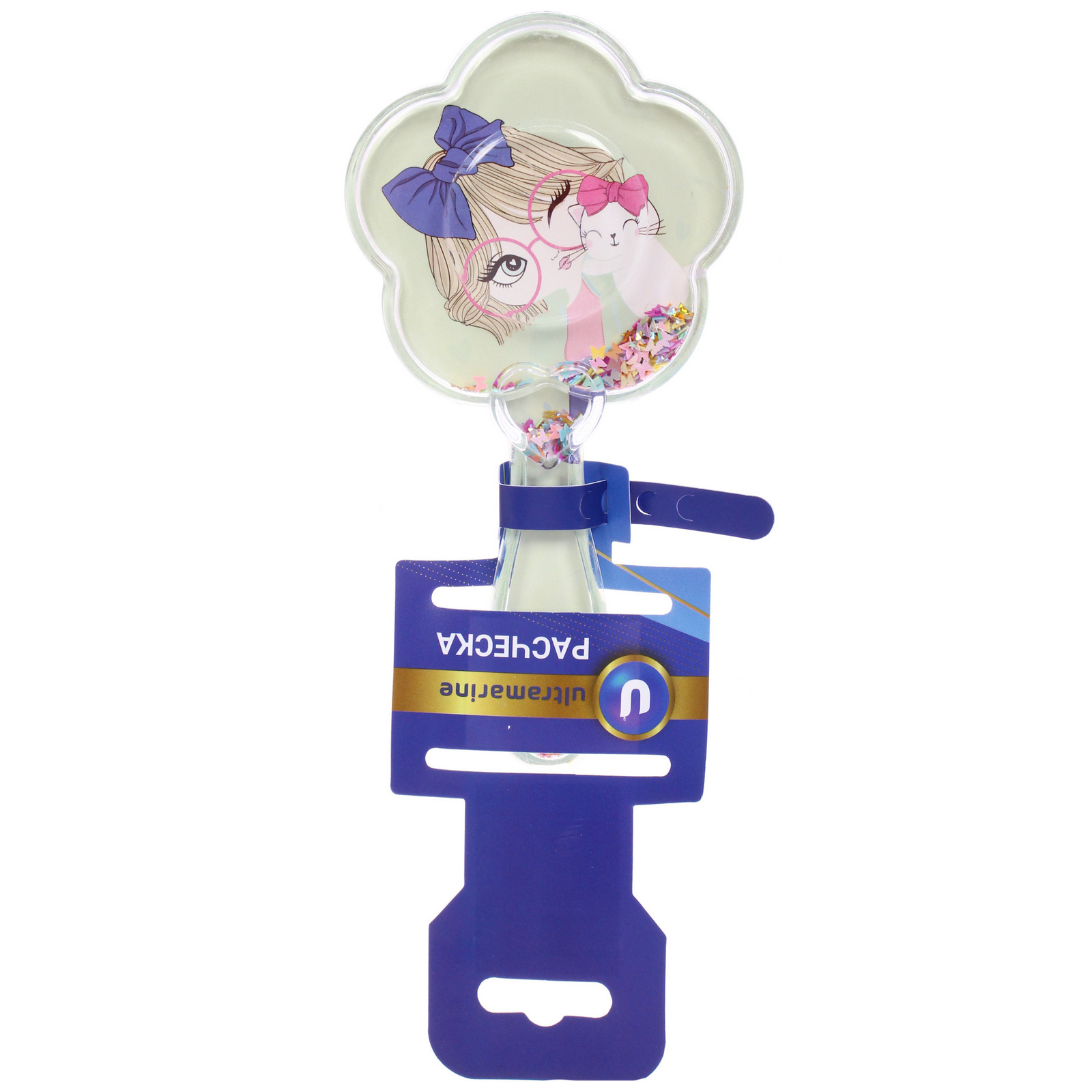 Расческа массажная детская "ФРАТТИ БУМ", девочка Аля, форма цветочек, 16*8см (блистер Ультрамарин)