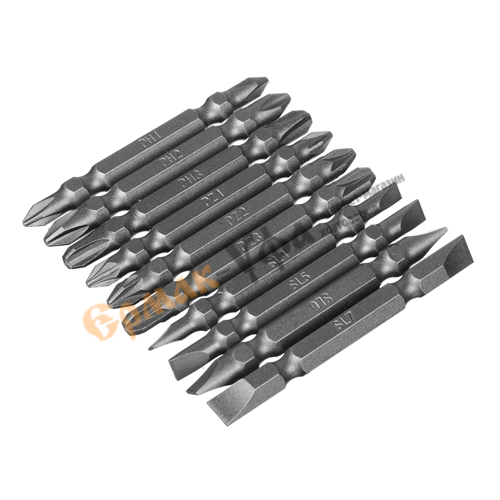 Набор бит 10 двусторонних из легированной хромованадиевой стали длиной 65 мм ЕРМАК  (1/120)