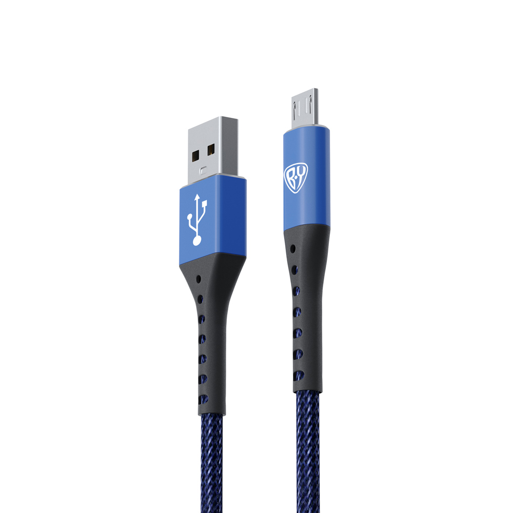 BY Кабель для зарядки Адреналин Micro USB, 1м, 3А, Быстрая зарядка QC 3.0, синий