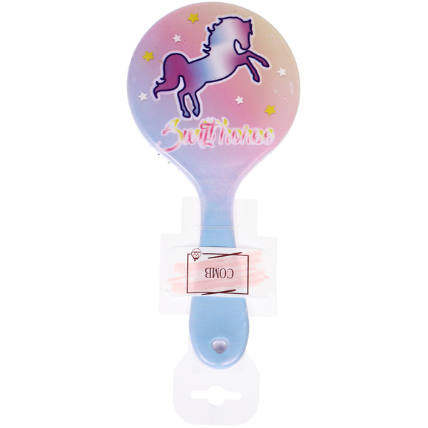 Расческа массажная круглая "ТВОИ МЕЧТЫ", микс 4 дизайна, 22*10см (PVC подвес)