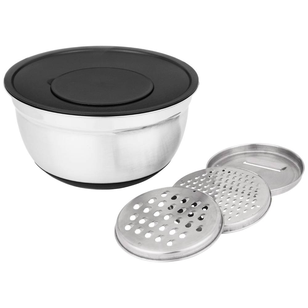 МИСКА  AGNESS 6 В 1 С КРЫШКОЙ С 3-МЯ СЪЕМНЫМИ ТЁРКАМИ,  24 СМ, 2,25 Л. ПРОТИВОСКОЛЬЗЯЩЕЕ ДНО