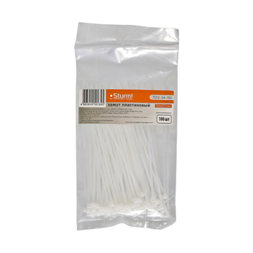 Хомуты 150х2,5мм пластмассовые STURM 7012-04-150, белые