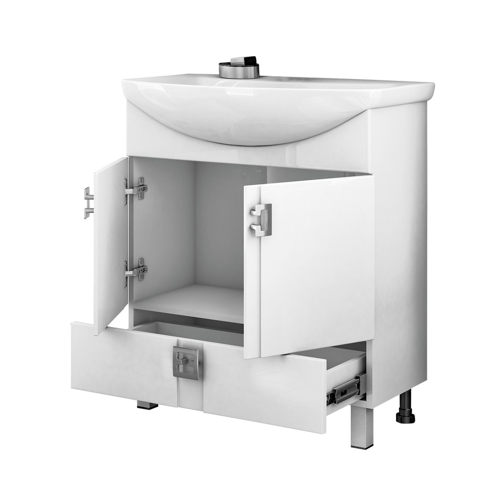 Тумба д/ванной "КВАДРО 1-65" (ОТДЕЛЬНО ПРИОБРЕТАЕТСЯ РАКОВИНА) под раковину Элеганс-65 (Rosa) (ПВХ) (раковина в комплект не входит)