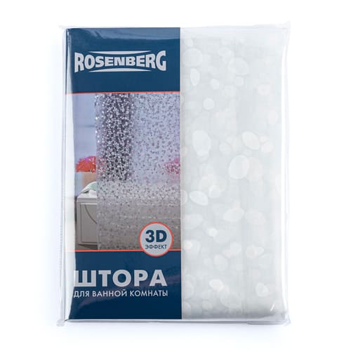 Штора для ванной комнаты Rosenberg, 125г / кв.м, 180*180 см, с 3D эффектом