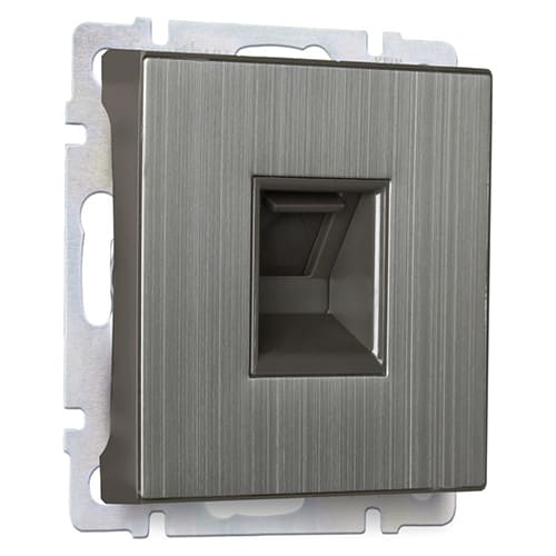 Розетка телефонная RJ-11 серый никель "Нептун" (SBE-05gn-S1-PH)