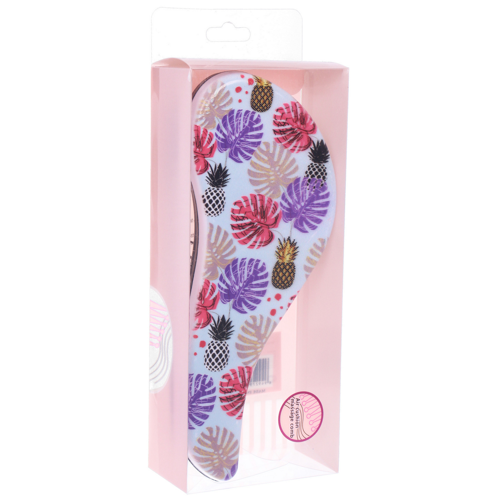 Расческа массажная компактная "ЭФФЛОДИ", микс 4 дизайна, 18*7,5см (PVC коробка)